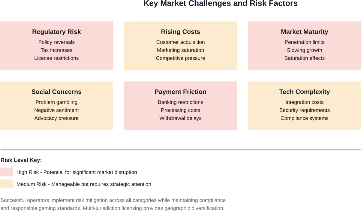 Major challenges facing online casino operators and their relative risk levels